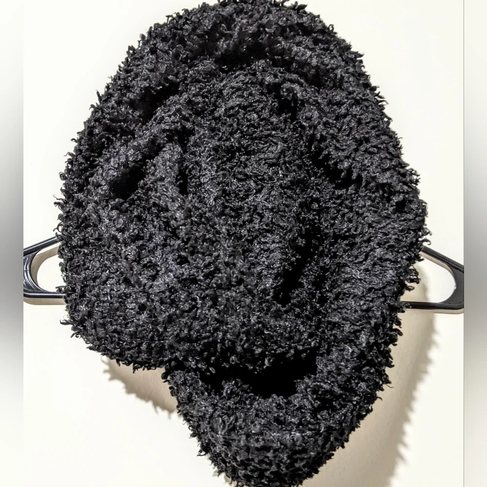 Black curly Sherpa teddy poodle winter circle versatile comfy warm Terry scarf
